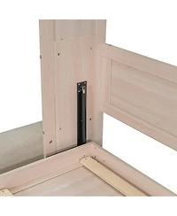 Streamdale Furniture Queen Size Murphy Bed with Sofa and Led, Beige