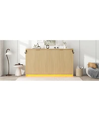 Streamdale Furniture Twin Xl Size Murphy Bed with Led Light, can be Folded into a Cabinet