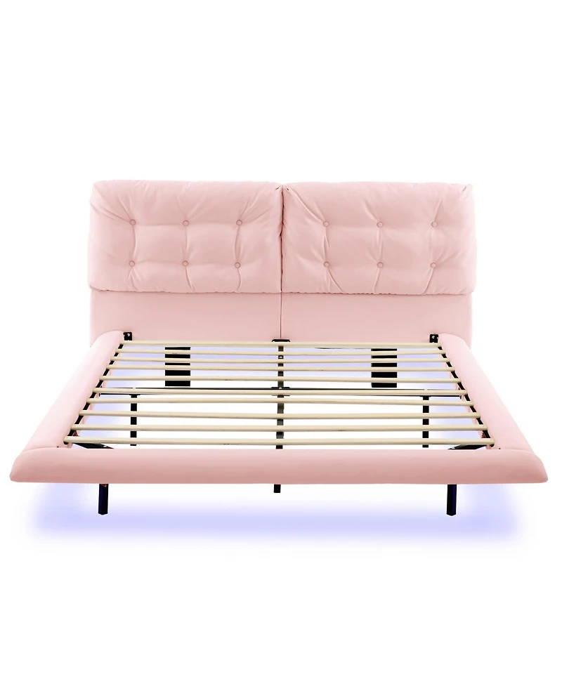 Streamdale Furniture Queen Upholstered Led Platform Bed