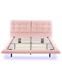 Streamdale Furniture Queen Upholstered Led Platform Bed