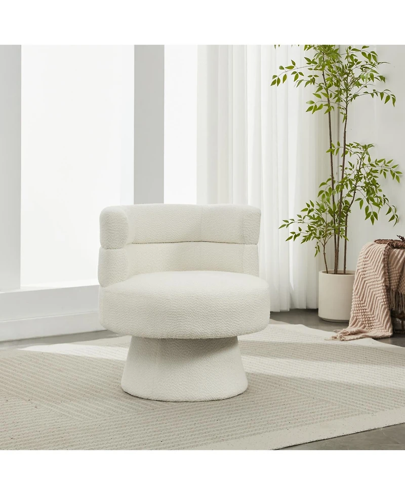 Streamdale Furniture Cream White Boucle 360 Swivel Chair