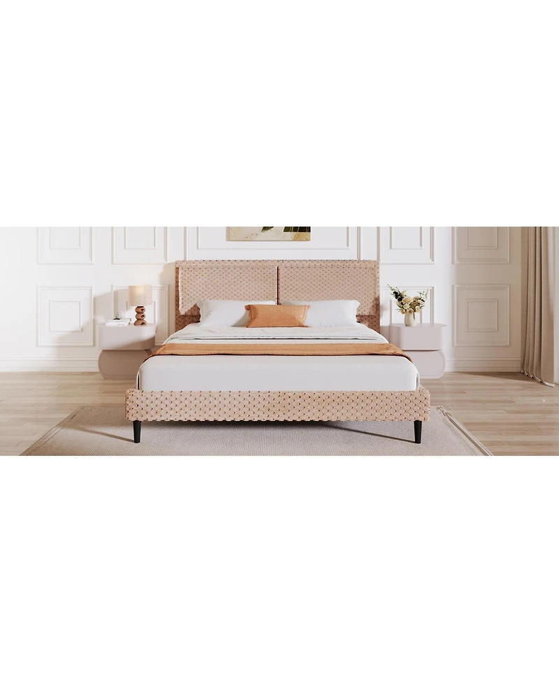 Streamdale Furniture Simple Modern Camel Plush Soft Bed Comfortable Backrest Bedroom