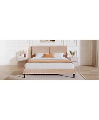 Streamdale Furniture Simple Modern Camel Plush Soft Bed Comfortable Backrest Bedroom