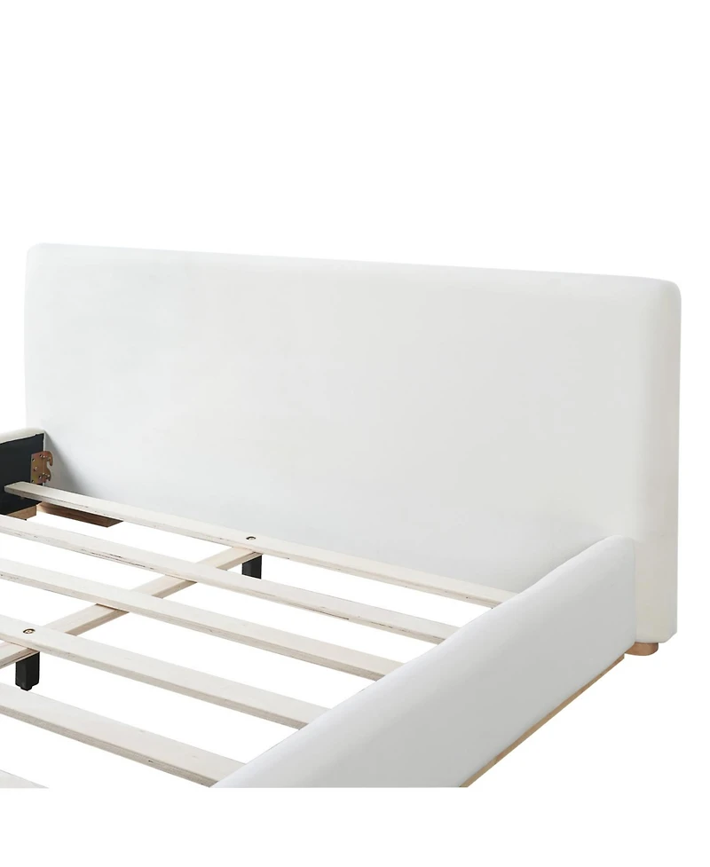 Streamdale Furniture Queen Bed with Solid Wood Frame in Elegant White Finish