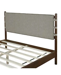 Streamdale Furniture Queen Platform Bed Frame with Headboard - Walnut/Grey