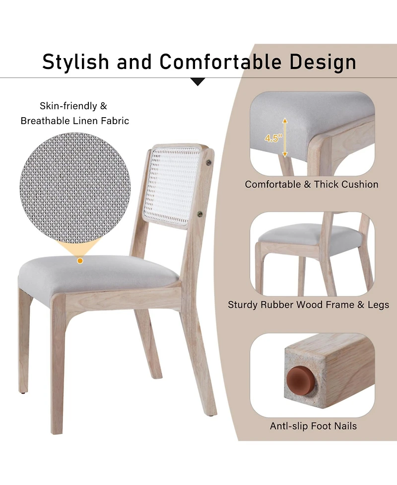 Streamdale Furniture Modern Farmhouse Dining Chairs, Set of 2, Beige