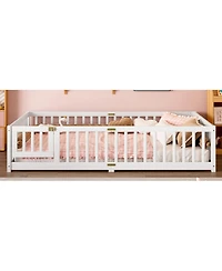 Streamdale Furniture Queen Floor Bed with Guardrails & Door