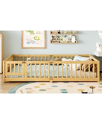 Streamdale Furniture Queen Floor Bed with Guardrails & Door