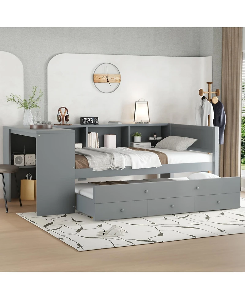 Streamdale Furniture Streamdale Twin Daybed with Trundle, Storage, Desk