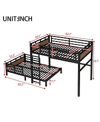 Streamdale Furniture Full Xl Bunk Bed/Loft Bed, Separable, Security Rail, Walnut