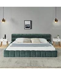 Streamdale Furniture California King Upholstered Platform Bed Frame - Blue Green