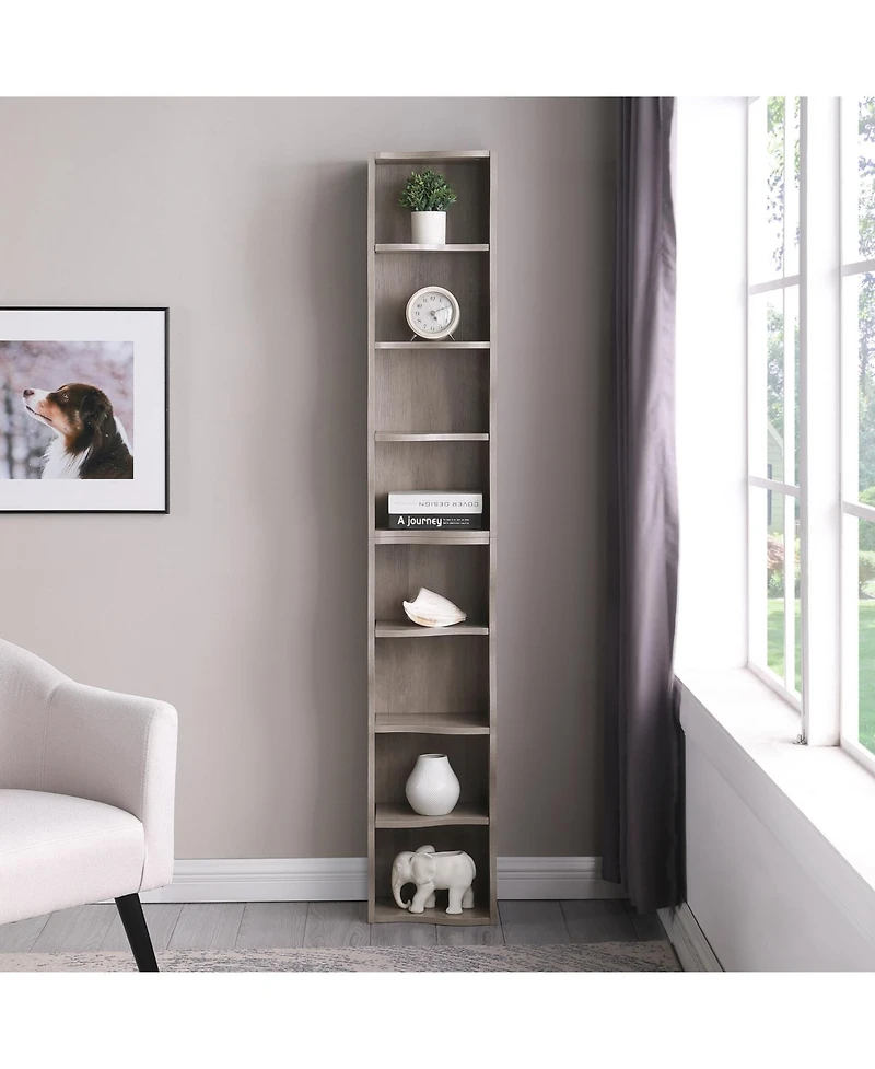 Streamdale Wavy 8-Layer Adjustable Bookshelf - Narrow & Multifunctional