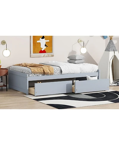Streamdale Furniture Twin Size Bed with 2 Drawers