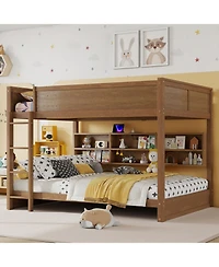 Streamdale Furniture Queen Over Queen Bunk Bed with Storage, Ladder & Charging