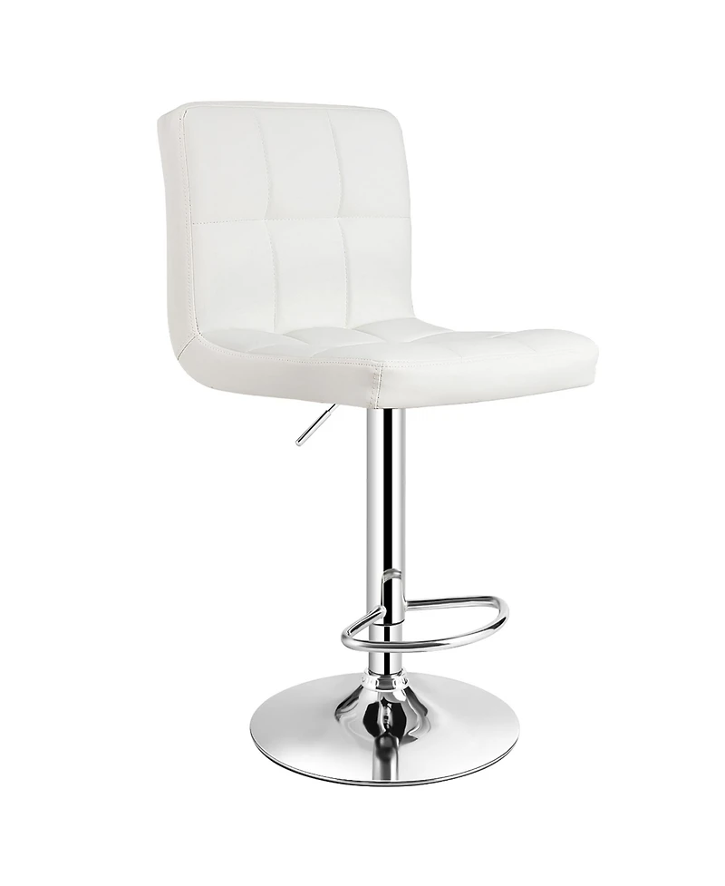 Costway Adjustable Armless Bar Stool Full Back Swivel Kitchen Counter Bar Chair Pu Leather