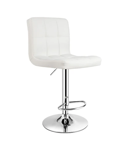 Costway Adjustable Armless Bar Stool Full Back Swivel Kitchen Counter Bar Chair Pu Leather