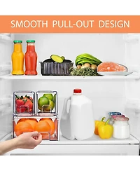 Sorbus 2 Medium & 4 Small Clear Stackable Pull-Out Refrigerator Drawers with Handles - for Kitchen, Freezer, Fridge, & More