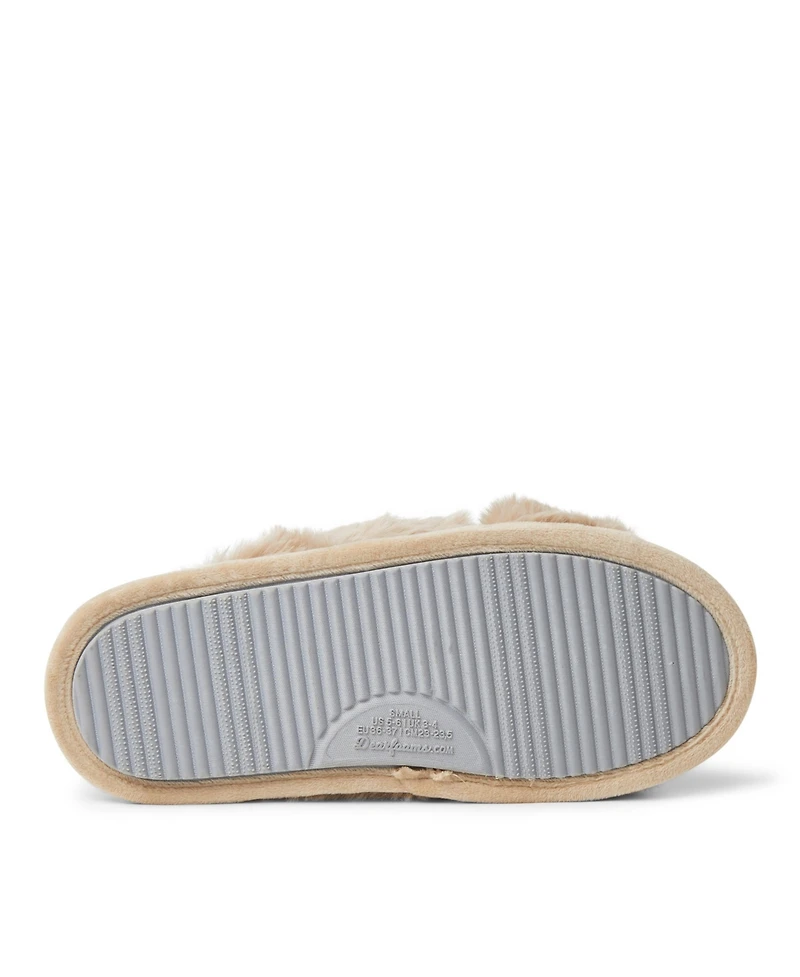 Dearfoams Women's Jessica Furry Crossband Slide Slipper