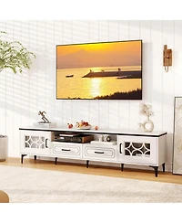 Costway 71" Tv Stand for TVs up to 80" with Open Compartment Side Cabinets & Drawers
