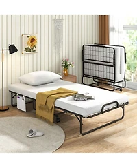Costway Folding Bed with Memory Foam Mattress & Pillow Dust Cover Metal Frame