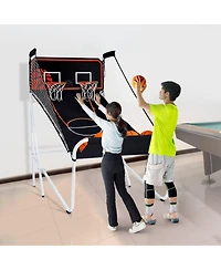 Sugift Foldable Basketball Arcade Game 2-Player Indoor Dual Shot with Scoreboard 5 Balls