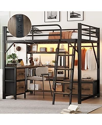 Streamdale Furniture Streamdale Full Size Loft Bed with Desk, Storage, Wardrobe & Drawers