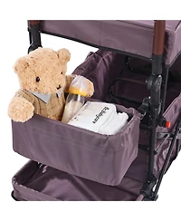Sugift Wagon Stroller for 2 Kids Folding Push-Pull Stroller with Canopy Purple