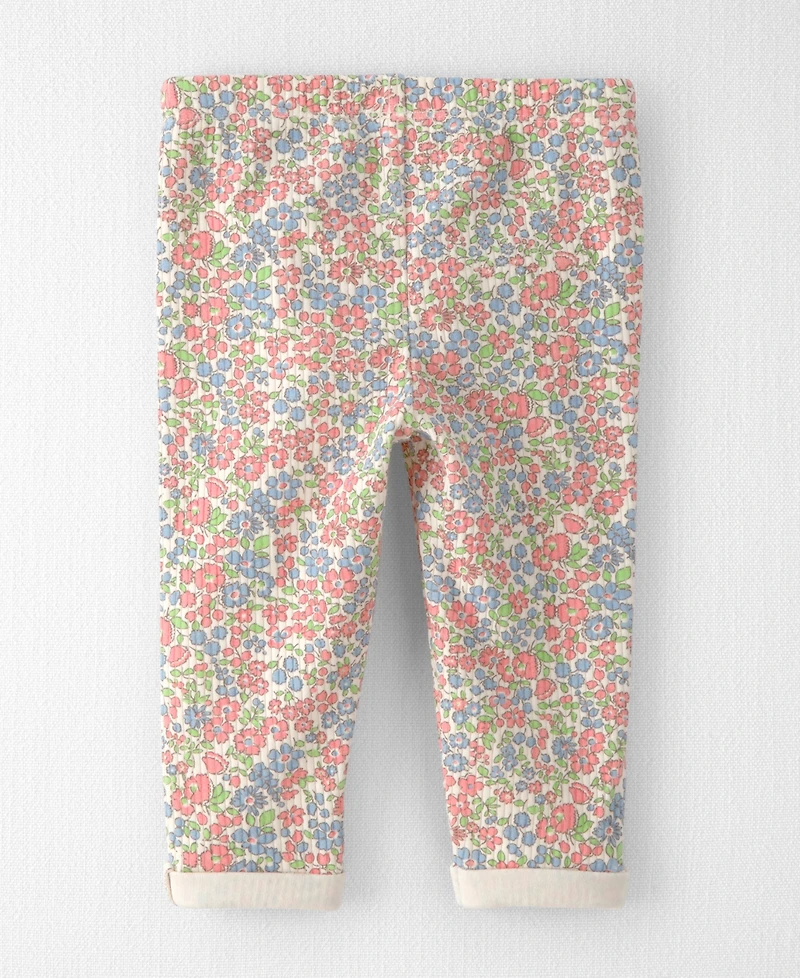 Little Planet By Carters Baby Girls' Organic Cotton Spring Floral Rib Leggings, 2-Pack Set