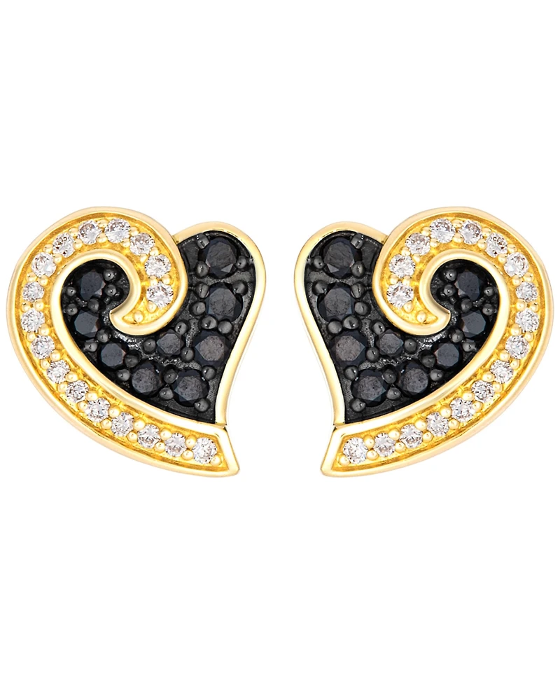 Le Vian Blackberry (0.26 ct. t.w.) and Vanilla (0.13 ct. t.w.) Diamond Heart Shaped Stud Earrings in 14k Honey Gold