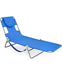 Ostrich Chaise Lounge, Facedown Beach Camping Pool Tanning Chair, Ocean Blue