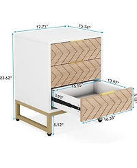 Tribesigns 3 Drawers Nightstand, with Metal Legs for Bedroom