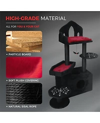 Aostirmotor Cat Tree with Scratching Posts, Perches, Hammock in Black