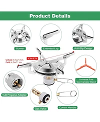 Aofar Portable Camping Stove Burner, Backpacking Stove with 1LB Propane Tank Adapter, Fuel Can Canister Stand and Carry Case, Portable Camping Burner