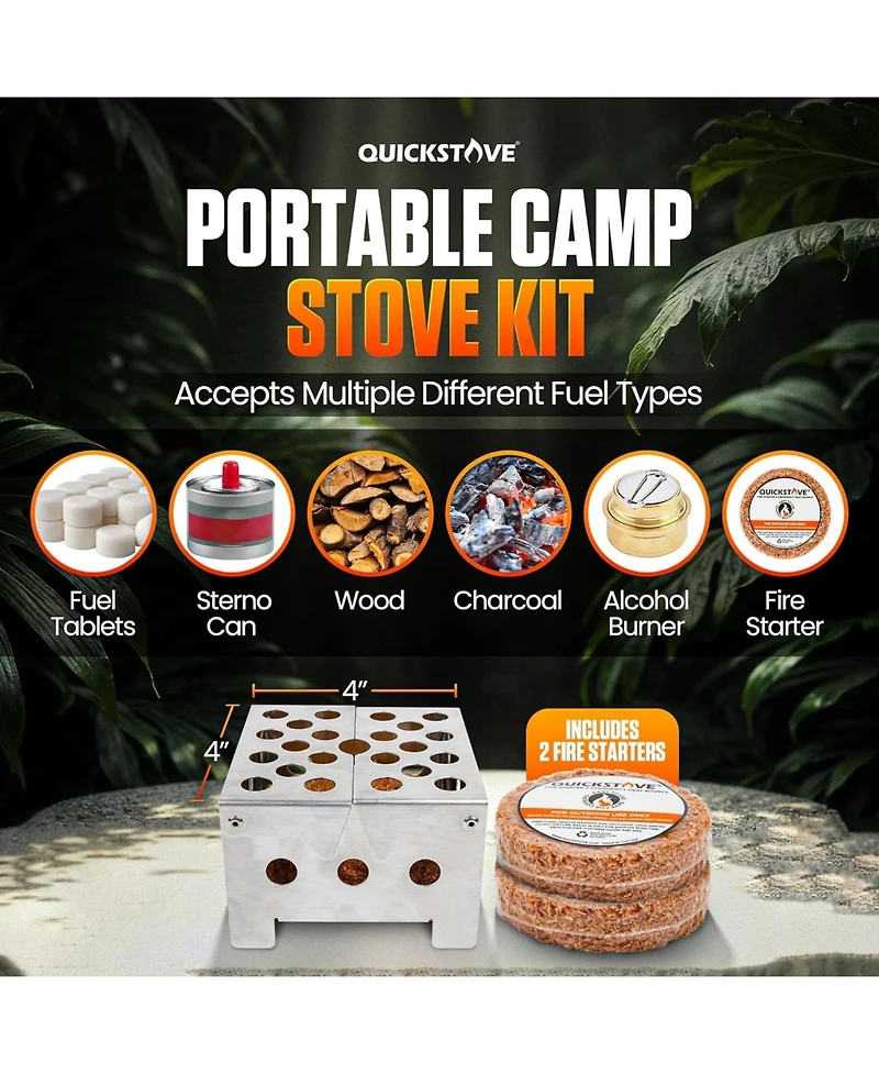Aofar Portable Stove with 2 Fire Starters, Lightweight Stainless Steel Wood Burning Stove