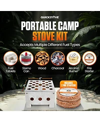 Aofar Portable Stove with 2 Fire Starters, Lightweight Stainless Steel Wood Burning Stove
