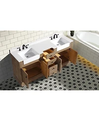 Ari Bath 72" Kelly, Weathered Fir Finish, Engineered Quartz Countertop