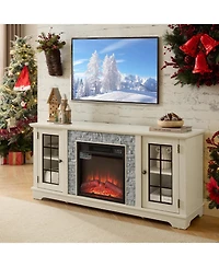 sumyeg 2-Door Storage Cabinet with Electric Fireplace Console