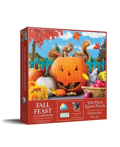 SunsOut Fall Feast 500 piece Jigsaw Puzzle for Adults Halloween