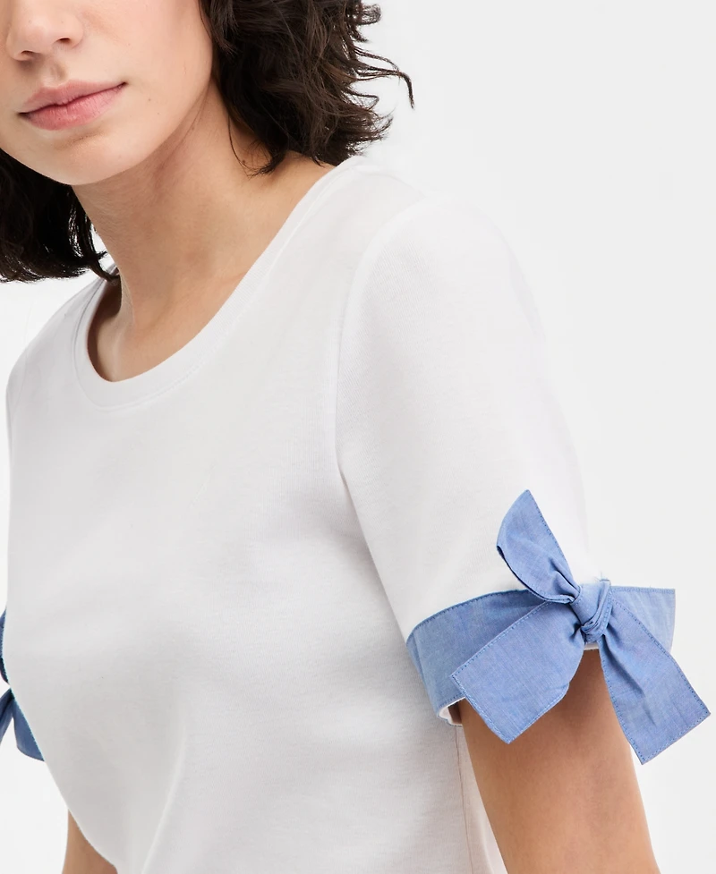 Nautica Jeans Women's Cotton Tie-Cuff Top