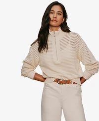 Sanctuary Women's Open Knit Quarter-Zip Sweater