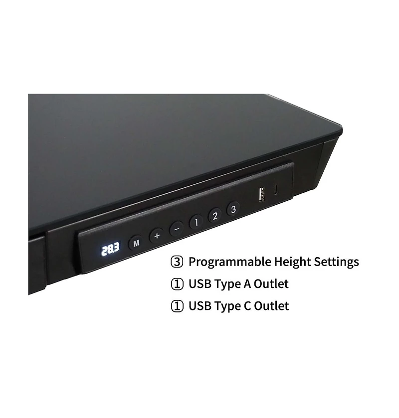 Victor Hi Rise Standing Desk with Drawer, Glass Top, 48x24" Desk