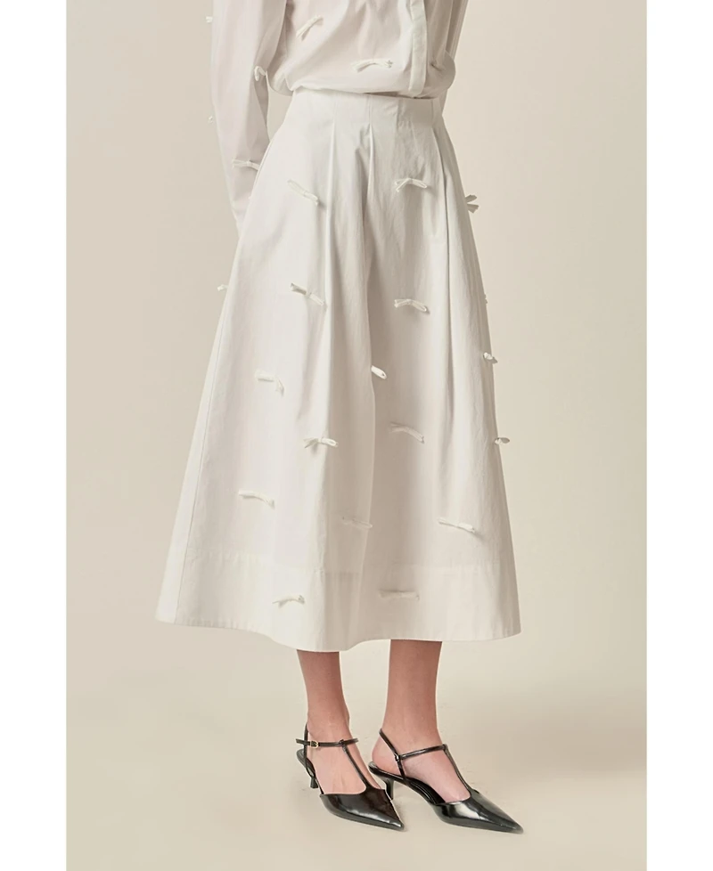 English Factory Women's Bow Detailed Poplin midi skirt