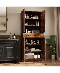 Costway 72" Tall Kitchen Pantry Modern Farmhouse Cupboard Cabinet with 4 Barn Doors