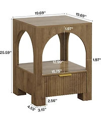 Tribesigns 2-Tier Wood Farmhouse Night Stand, with Open Shelf