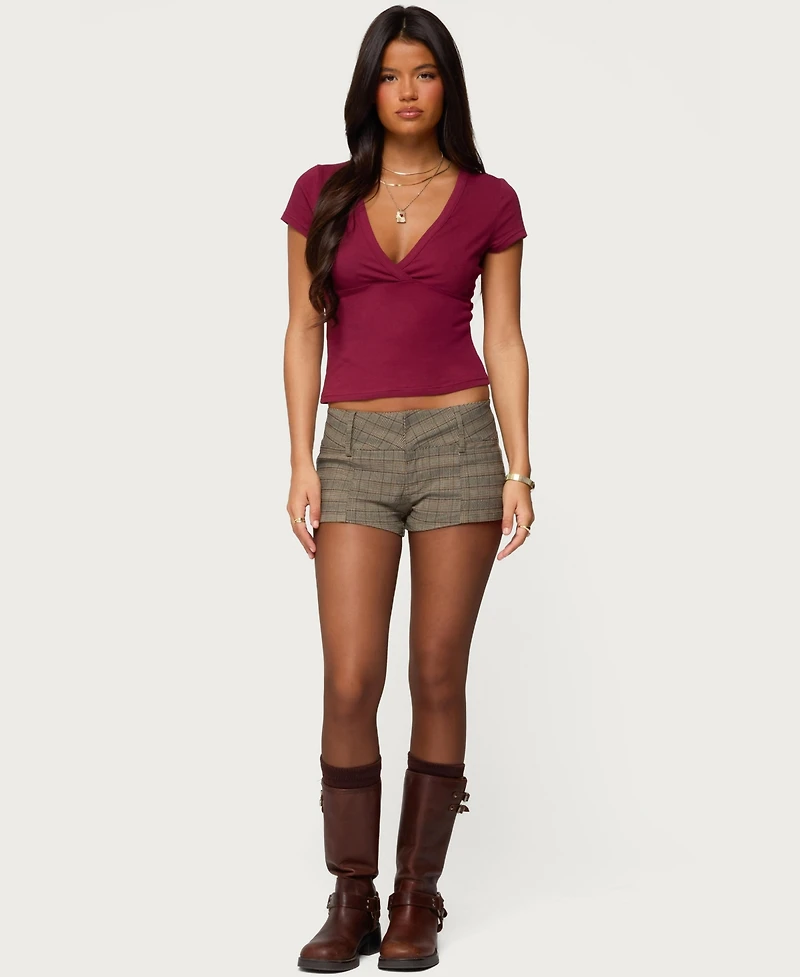 Edikted Women's Merinda V Neck T Shirt