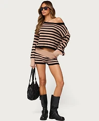 Edikted Womens Saphi Striped Oversized Knit Sweater
