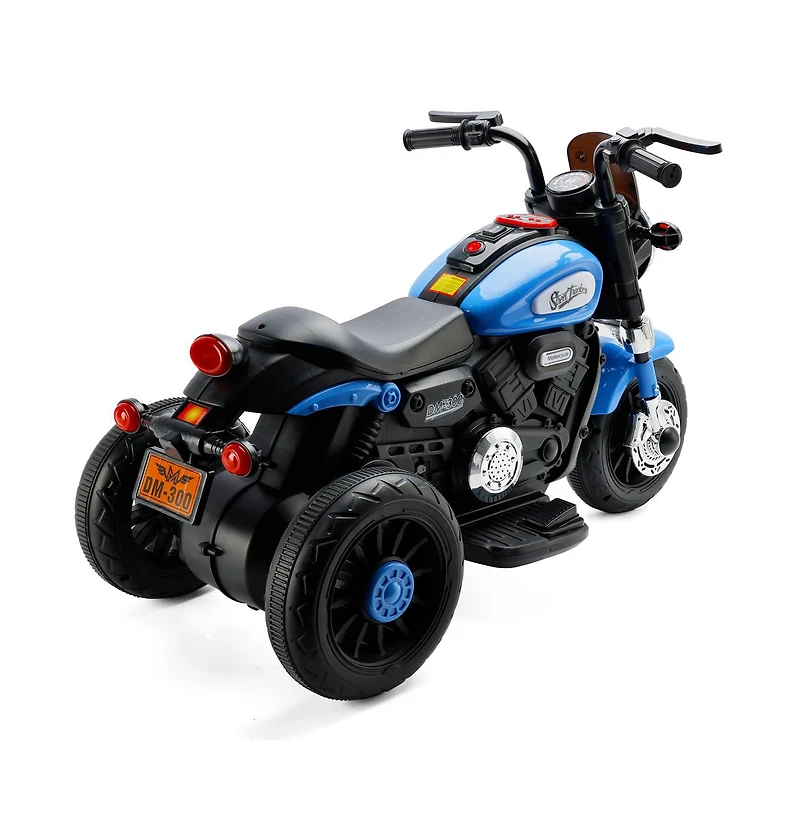 Bruce & Shark Dual 6V Kids Ride-On Motorcycle, 3-Wheel Toy with Forward/Reverse Sounds for Ages 1-5
