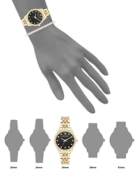 Anne Klein Women's Quartz Crystal Accented Black Dial Round Gold-Tone Alloy Metal Watch Set, 26mm
