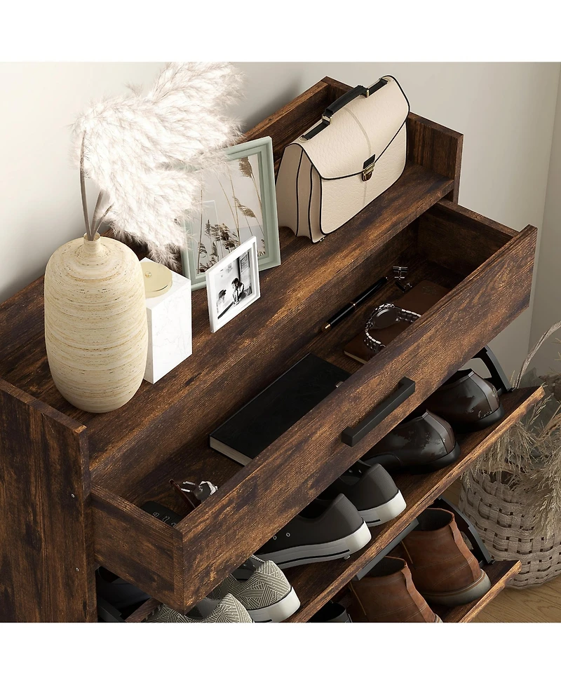 Slickblue Hallway Shoe Bench with Drawer and Shelves