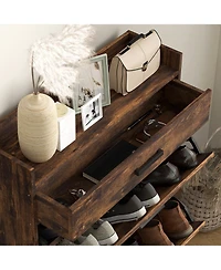 Slickblue Hallway Shoe Bench with Drawer and Shelves
